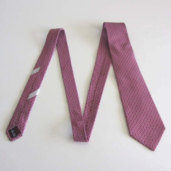 FERRAGAMO red Gancini logo print neck tie 100% silk - Picture 3 of 6